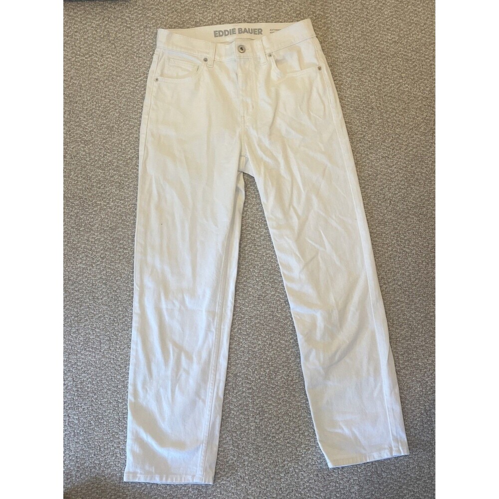 EDDIE BAUER AUTHENTIC VOYAGER WHITE PANTS Jeans High Rise Straight Leg 29x27
